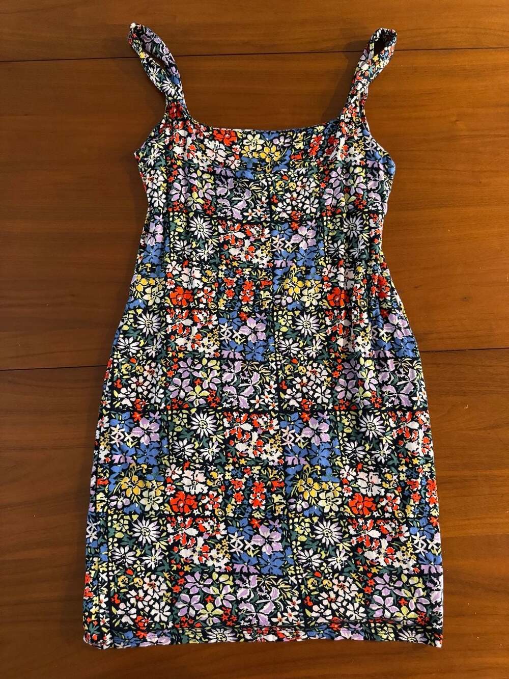 Urban Outfitters Black Motif Floral Scoop Neck Mini Dress, Size L - Picture 5 of 5